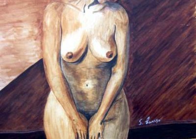 SOVRAPPENSIERO NUDO DI DONNA acquerello 50 x 70